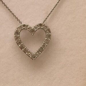 NWOT Sterling Silver Diamond Heart Necklace